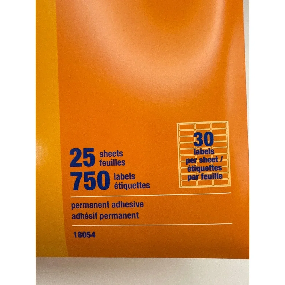 Staples White Mailing Labels Laser Inkjet 18054 1 x 2-5/8 750 Count 5160 8160